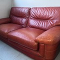 Selling: CANAPE CUIR BOIS MASSIF BORDEAUX