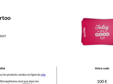 Vente: e-Carte cadeau Spartoo (100€)