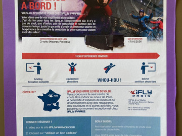 Vente: Carte cadeau iFly Paris (49€)