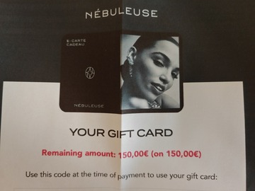 Vente: e-Carte cadeau Nébuleuse bijoux (150€)