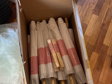 Selling: BRAND NEW White Parasols & Fans