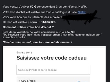 Vente: e-Carte cadeau Netflix (50€)