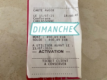 Vente: Carte Avoir Conforma (490,89€)
