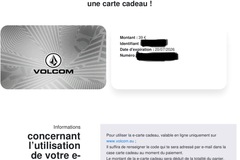 Vente: e-Carte Cadeau Volcom (39€)