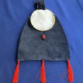 Verkaufen: Edle Gürteltasche aus blauem Samt - rot/weiss