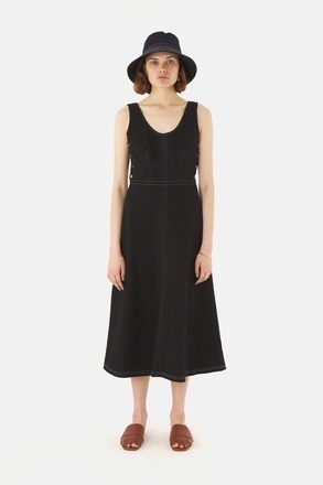 women denim.dress Women's Blue Denim Solid Dress Blue / XL Color:Flower Child Mid calf length _sizeSlider_true Anna-Kaci Women's Sleeveless Jean