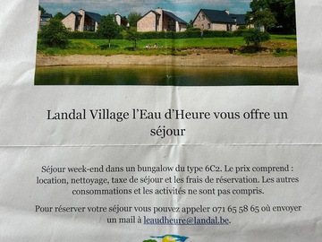 Vente: Bon cadeau Landal Village l'Eau d'Heure (360€)