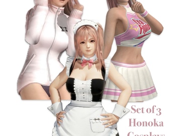 Selling with online payment: Set of 3 Dead or Alive DOA Honoka Cosplays (cheer, maid, PE)