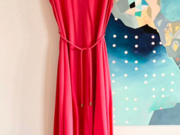 Selling: KS Fuschia Silk Dress with waist tie.