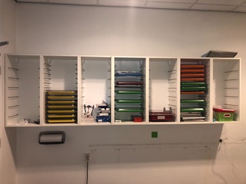 Gebruikte apparatuur: Opbergkast 7 losse modules voor Trays&Tubs Zirc plus Trays&Tubs
