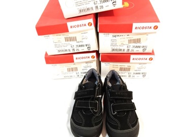 Bulk Lots: 5 Pairs Ricosta Kids Sneakers Black Color Velcro Original Boxes