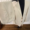 Selling with online payment: Light Cream wool linen 38R Full suit 