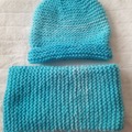 Vente au détail: Bonnet et snood bleu pour adulte 