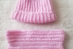 Vente au détail: Bonnet et tour de cou bébé naissance 