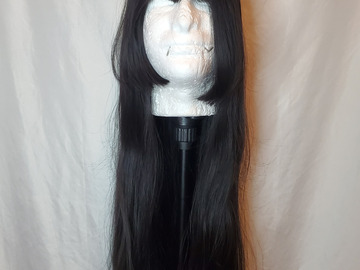 Selling with online payment: Long Black Synthetic Wig with Skin Top