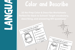 Digital Resource: Back to School Color & Describe Activity