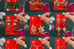 Bulk Lots: 100 pairs of cartoon Christmas pendant earrings,