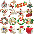 Bulk Lots: 100 pcs Christmas Elk Wreath Bell Cane Brooches