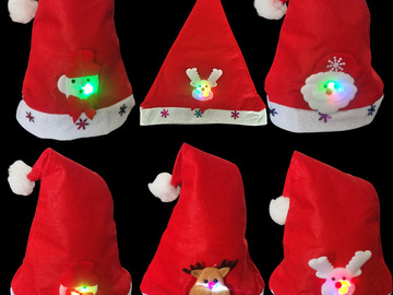 Bulk Lots: 100pcs adult Christmas hats with LED lights