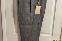 Selling with online payment: Custom MTM Suitsupply Brescia Grey Pinstripe Linen Trousers – 32R