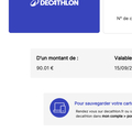 Vente: e-Carte cadeau Décathlon (90,01€)