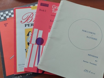 Vente: lot de 4 cahiers d'études/partitions pour batterie et percussions