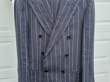Selling with online payment: Grey Pinstripe Double Breasted Linen Suite 