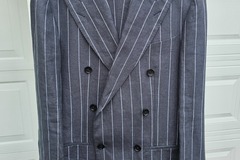 Selling with online payment: Grey Pinstripe Double Breasted Linen Suite 