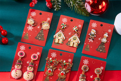 Bulk Lots: 70pairs Christmas Light String Elk Full Diamond Snowman Earrings