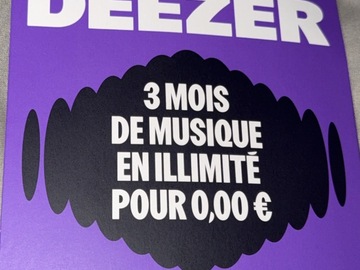 Vente: Carte cadeau Deezer 3 mois (35€)