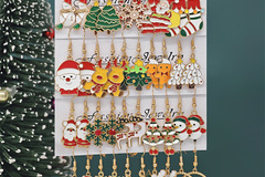 Bulk Lots: 50 sets of Santa Claus, Cat, and Christmas Tree pendant earrings