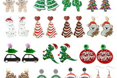 Bulk Lots: 130 pairs of versatile Christmas earrings featuring Christmas tre
