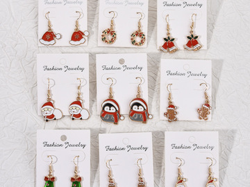 Bulk Lots: 100 pairs of Christmas earrings cartoon Christmas party earrings