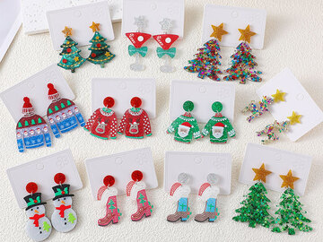 Bulk Lots: 100 pairs of Christmas earrings, fashionable earrings