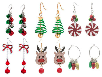 Bulk Lots: 120 pairs of spiral Christmas tree earrings and bells