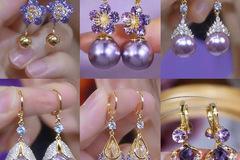 Bulk Lots: 100pairs Multicolor Flower Tassel Gold Mesh Teardrop Earrings