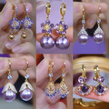 Bulk Lots: 100pairs Multicolor Flower Tassel Gold Mesh Teardrop Earrings