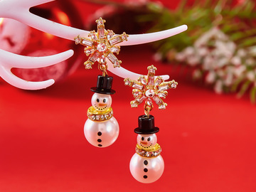 Bulk Lots: 60pairs Christmas earrings snowflake pearl earrings