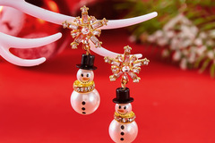 Bulk Lots: 60pairs Christmas earrings snowflake pearl earrings