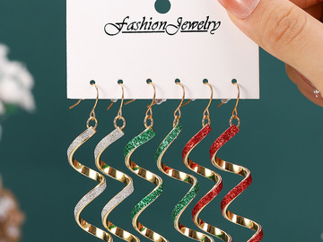 Bulk Lots: 240 pairs/80Set Christmas spiral multi-color earrings set