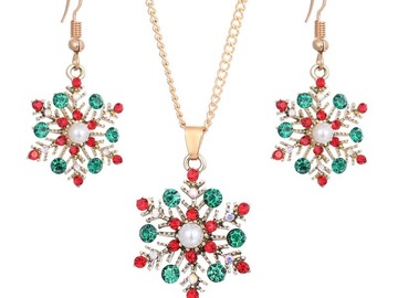 Bulk Lots: 60-Set Christmas Tree Snowflake Necklace and Earring Set