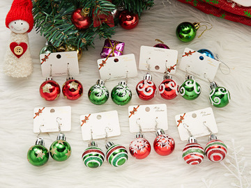 Bulk Lots: 80pairs Christmas sequined snowflake light ball earrings