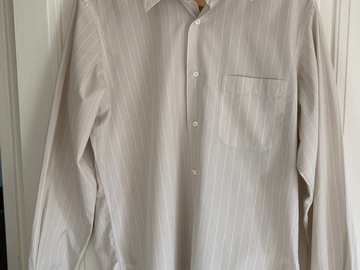 Selling: Chemise BOSS crème à rayures fines blanches