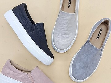 Bulk Lots: 12Pairs Dark Mauve Slip On Casual Sneakers