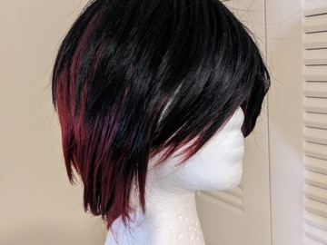 Selling with online payment: Asymmetrica Black and Red Short Wig- Used for Ruby Rose from RWBY