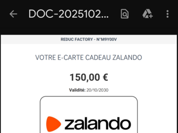 Vente: e-Carte cadeau Zalando (150€)
