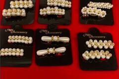 Bulk Lots: 500 pairs (1000 pcs)--Pearl Hair Barrettes-carded-$0.17 pcs