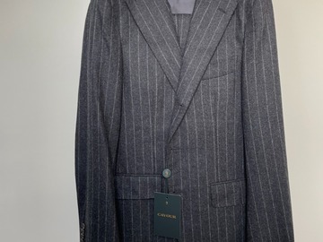 Selling with online payment: [EU] NWT Cavour charcoal chalk stripe flannel suit, size 36R