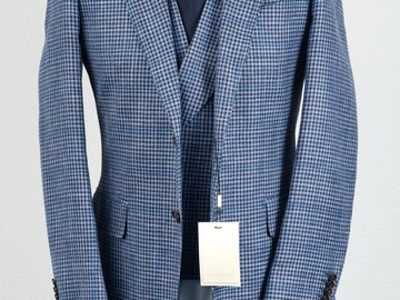 Selling with online payment: [EU] NWT Suitsupply mid blue shepherd check 3pc suit, size 36R