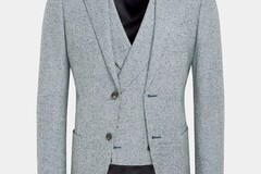 Selling with online payment: [EU] NWT Suitsupply mid blue 3pc houndstooth suit, size 36R